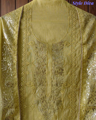 Mul Cotton Pita Work Embroidered Un-Stitched Suit Set