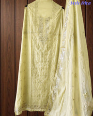 Mul Cotton Pita Work Embroidered Un-Stitched Suit Set