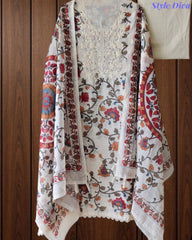 Linen Cotton Printed Un-Stitched Suit (3 Pc Set) with Neck Embroidery & Printed Dupatta