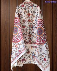 Linen Cotton Printed Un-Stitched Suit (3 Pc Set) with Neck Embroidery & Printed Dupatta