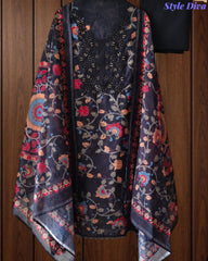 Linen Cotton Printed Un-Stitched Suit (3 Pc Set) with Neck Embroidery & Printed Dupatta