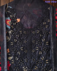 Linen Cotton Printed Un-Stitched Suit (3 Pc Set) with Neck Embroidery & Printed Dupatta