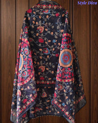Linen Cotton Printed Un-Stitched Suit (3 Pc Set) with Neck Embroidery & Printed Dupatta