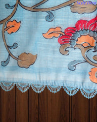 Linen Cotton Printed Un-Stitched Suit (3 Pc Set) with Neck Embroidery & Printed Dupatta