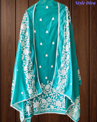 Mul Cotton Overall Embroidered Un-Stitched Suit Set with Embroidered Dupatta & Crochet Lacing