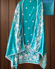 Mul Cotton Overall Embroidered Un-Stitched Suit Set with Embroidered Dupatta & Crochet Lacing