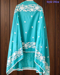 Mul Cotton Overall Embroidered Un-Stitched Suit Set with Embroidered Dupatta & Crochet Lacing