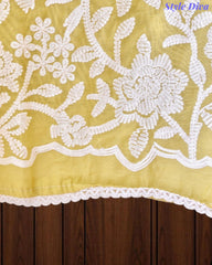 Mul Cotton Overall Embroidered Un-Stitched Suit Set with Embroidered Dupatta & Crochet Lacing