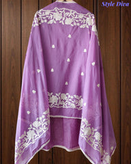 Mul Cotton Overall Embroidered Un-Stitched Suit Set with Embroidered Dupatta & Crochet Lacing
