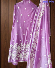 Mul Cotton Overall Embroidered Un-Stitched Suit Set with Embroidered Dupatta & Crochet Lacing