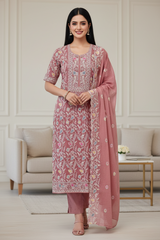 Mul Cotton Overall Embroidered Un-Stitched Suit With Designer Embroidery Dupatta