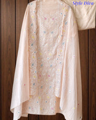 Mul Cotton Overall Embroidered Un-Stitched Suit With Designer Embroidery Dupatta