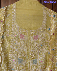 Mul Cotton Overall Embroidered Un-Stitched Suit With Designer Embroidery Dupatta