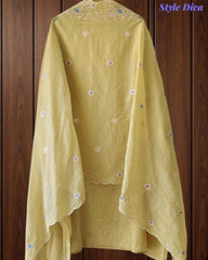 Mul Cotton Overall Embroidered Un-Stitched Suit With Designer Embroidery Dupatta