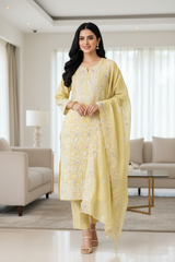 Mul Cotton Overall Embroidered Un-Stitched Suit With Designer Embroidery Dupatta