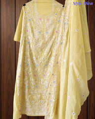 Mul Cotton Overall Embroidered Un-Stitched Suit With Designer Embroidery Dupatta