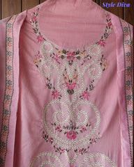 Mul Cotton Overall Laser Cut Embroidery Unstitched Suit with Designer Muslin Digital Print Dupatta