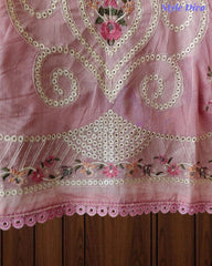 Mul Cotton Overall Laser Cut Embroidery Unstitched Suit with Designer Muslin Digital Print Dupatta