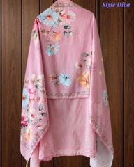 Mul Cotton Overall Laser Cut Embroidery Unstitched Suit with Designer Muslin Digital Print Dupatta