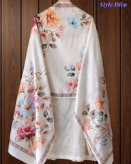 Mul Cotton Overall Laser Cut Embroidery Unstitched Suit with Designer Muslin Digital Print Dupatta