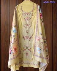 Mul Cotton Overall Laser Cut Embroidery Unstitched Suit with Designer Muslin Digital Print Dupatta
