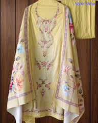 Mul Cotton Overall Laser Cut Embroidery Unstitched Suit with Designer Muslin Digital Print Dupatta