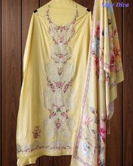 Mul Cotton Overall Laser Cut Embroidery Unstitched Suit with Designer Muslin Digital Print Dupatta