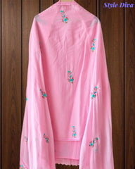 Mul Cotton Overall Embroidered Un Stitched Suit with Designer Embroidered Dupatta