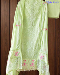 Mul Cotton Overall Embroidered Un Stitched Suit with Designer Embroidered Dupatta