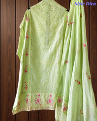 Mul Cotton Overall Embroidered Un Stitched Suit with Designer Embroidered Dupatta