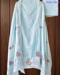Mul Cotton Overall Embroidered Un Stitched Suit with Designer Embroidered Dupatta