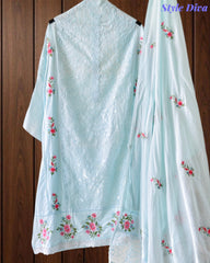 Mul Cotton Overall Embroidered Un Stitched Suit with Designer Embroidered Dupatta