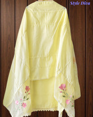 Cotton Khadi Pakistani Style Semi-Stitched Suit with Crochet Lacing Work