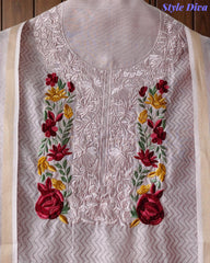 Mul Cotton Printed Unstitched Suit with Neck Embroidery & Digital Print Dupatta