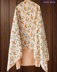 Hakoba Cotton Crochet Lacing Semi-Stitched Suit with Pure Cotton Printed Dupatta