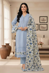 Hakoba Cotton Crochet Lacing Semi-Stitched Suit with Pure Cotton Printed Dupatta