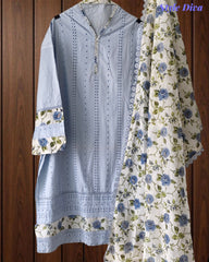 Hakoba Cotton Crochet Lacing Semi-Stitched Suit with Pure Cotton Printed Dupatta