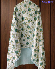 Hakoba Cotton Crochet Lacing Semi-Stitched Suit with Pure Cotton Printed Dupatta
