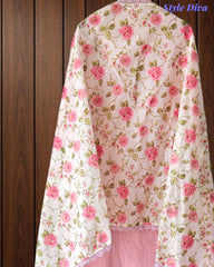 Hakoba Cotton Crochet Lacing Semi-Stitched Suit with Pure Cotton Printed Dupatta