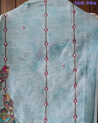 Linen Cotton Digital Printed Lagdi Patta Unstitched Suit (3 Pc Set)
