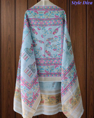 Linen Cotton Digital Printed Lagdi Patta Unstitched Suit (3 Pc Set)