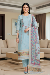Linen Cotton Digital Printed Lagdi Patta Unstitched Suit (3 Pc Set)