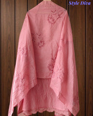 Crush Mul Cotton Overall Laser Cut Embroidery Unstitched Suit with Scalloped Embroidered Dupatta