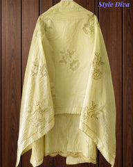 Crush Mul Cotton Overall Laser Cut Embroidery Unstitched Suit with Scalloped Embroidered Dupatta