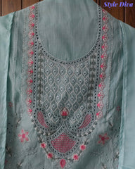 Mul Cotton Overall Laser Cut Embroidery Unstitched Suit with Mul Cotton Digital Print Dupatta