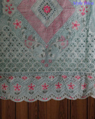 Mul Cotton Overall Laser Cut Embroidery Unstitched Suit with Mul Cotton Digital Print Dupatta