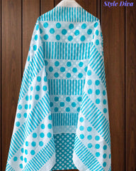 Pure Cotton Polka Printed Embroidered Un-Stitched Suit with Chikani Kari Work Bottom
