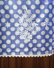 Pure Cotton Polka Printed Embroidered Un-Stitched Suit with Chikani Kari Work Bottom