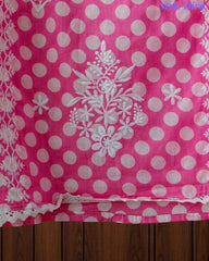 Pure Cotton Polka Printed Embroidered Un-Stitched Suit with Chikani Kari Work Bottom