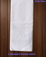 Pure Cotton Polka Printed Embroidered Un-Stitched Suit with Chikani Kari Work Bottom